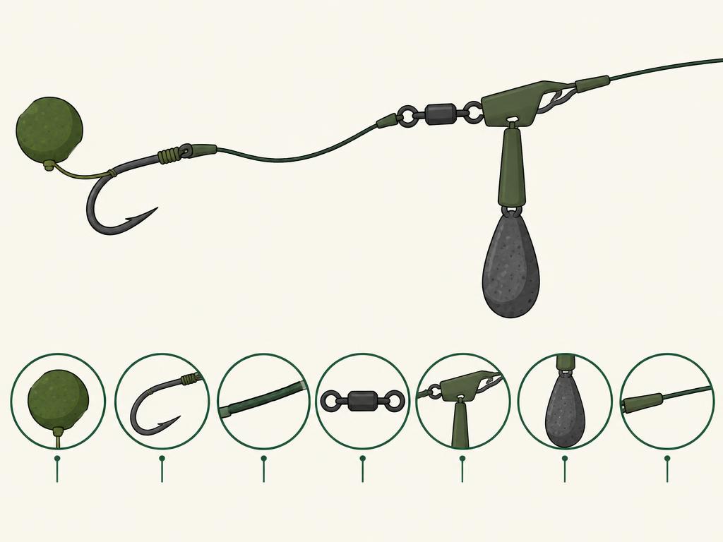 Diagram of a Hair rig on lead clip